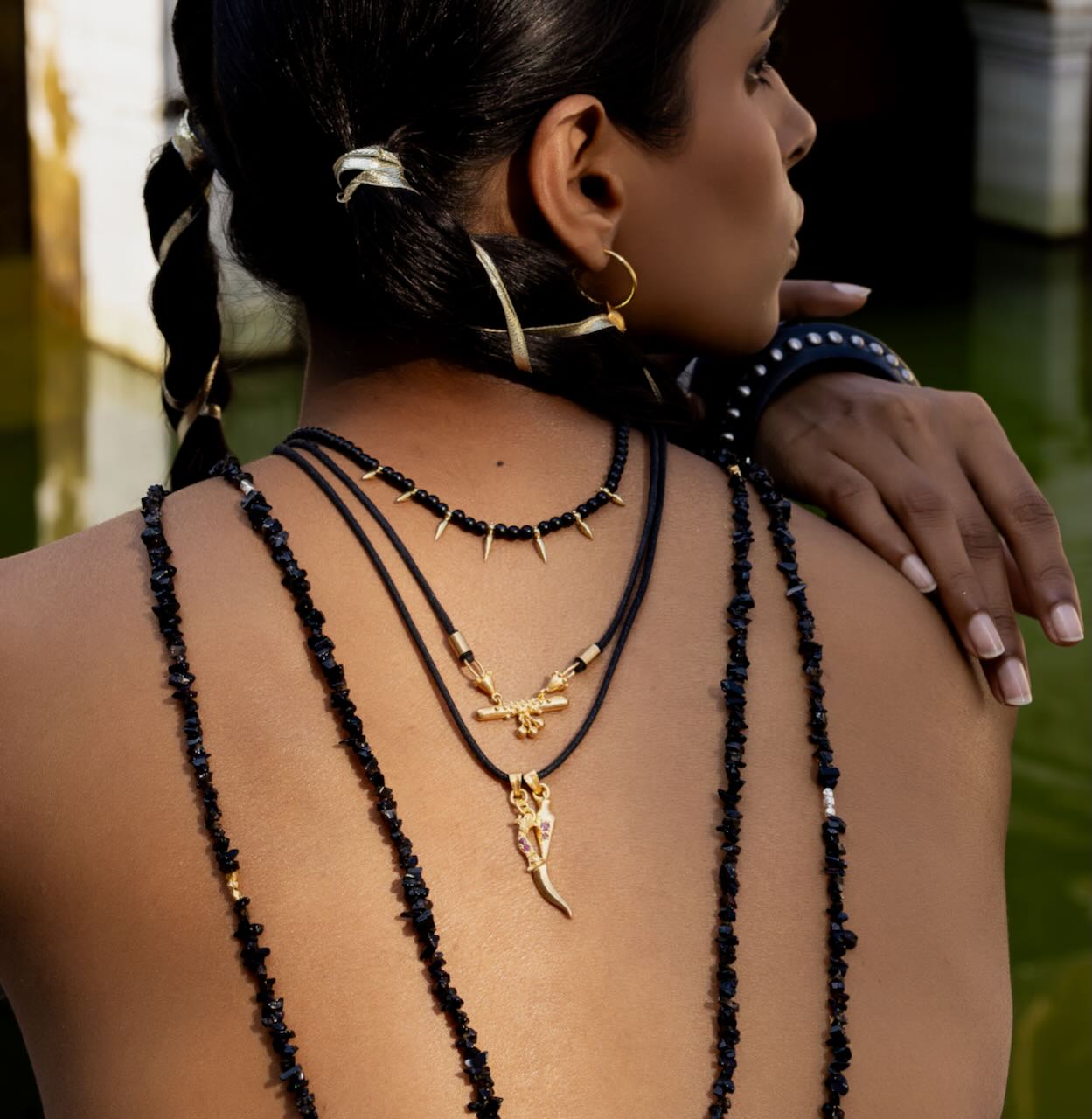 Ruby Dagger & Arrow Amulet Necklace - With Cord