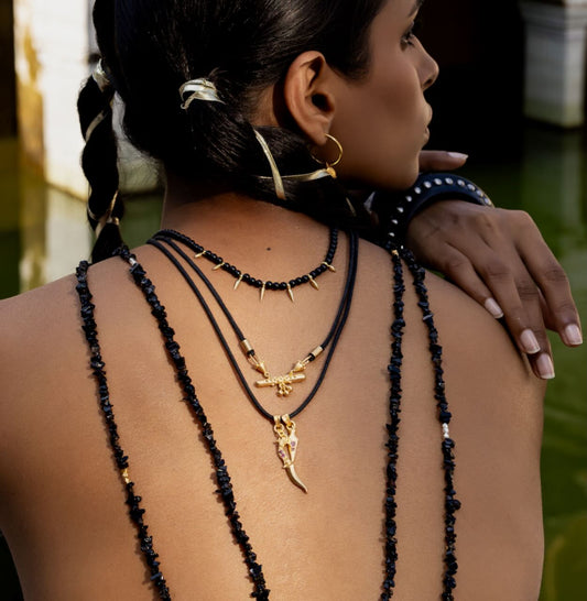 Ruby Dagger & Arrow Amulet Necklace - With Cord