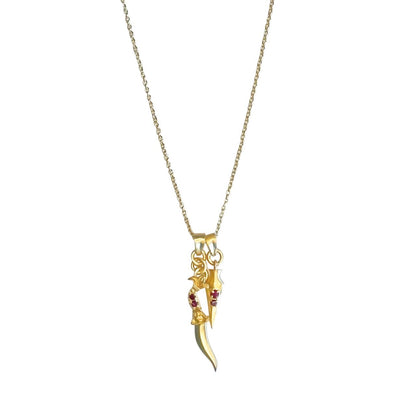 Ruby Dagger & Arrow Amulet Necklace - With Chain