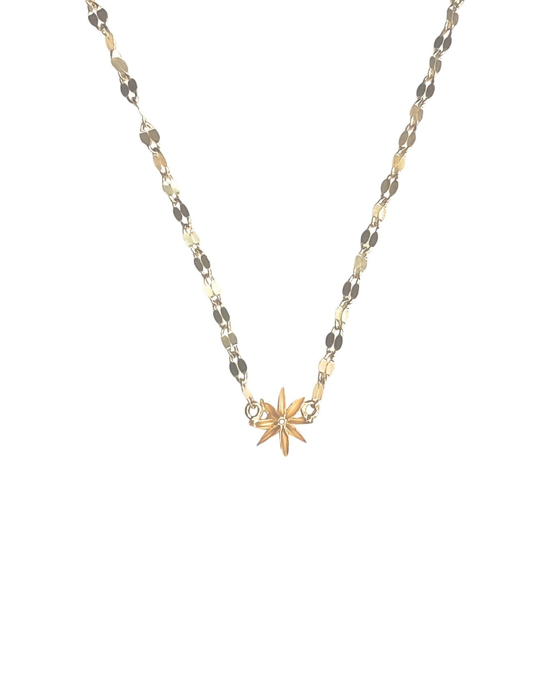 star anise charm choker necklace with mirror chain