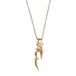 Gold dagger & arrow necklace with rubies