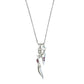Silver dagger & arrow necklace with rubies